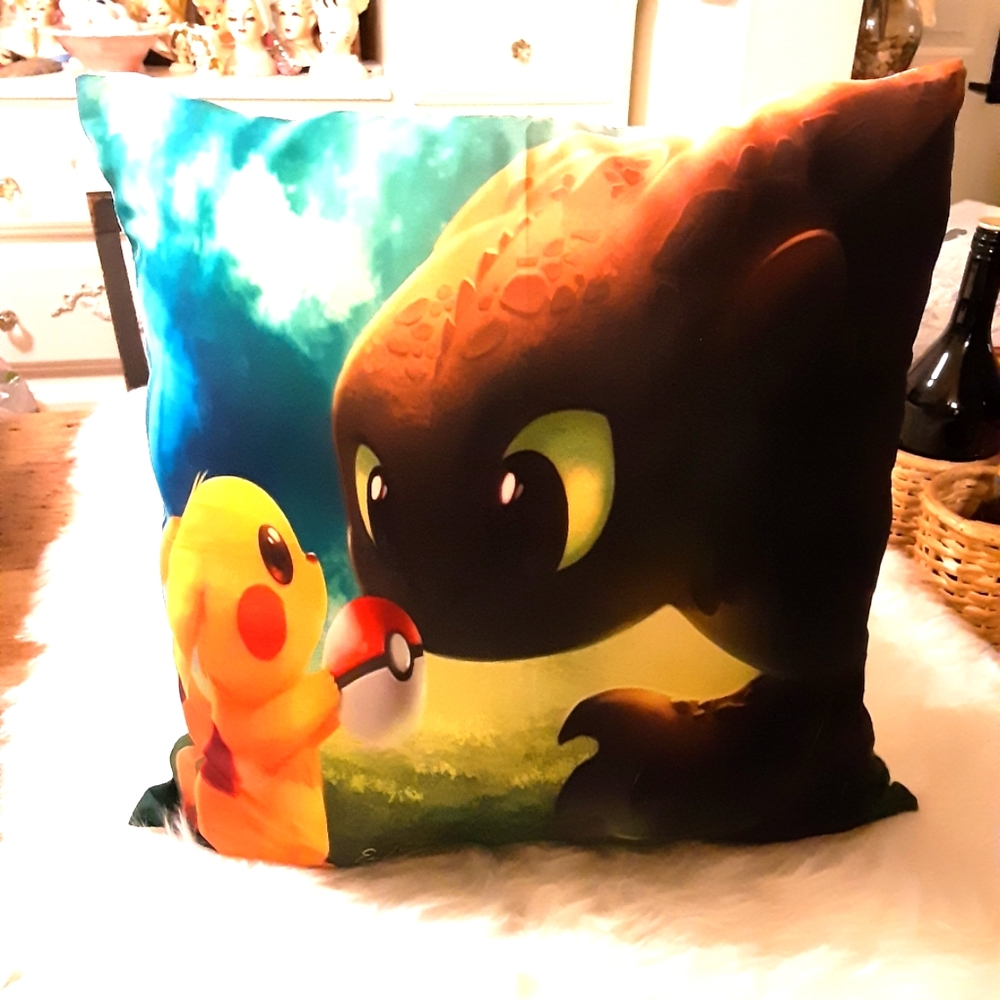 Pikachu Dragon Throw Pillow